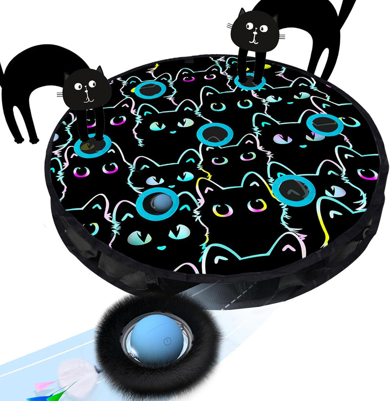 ORSDA Interactive Cat Toys Ball - Blue Ball&7 Hole Black Mat