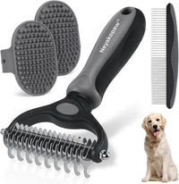 Dog Grooming Rake 4-in-1 Kit, Deshedding Undercoat Rake - Grey Kit 4PCS
