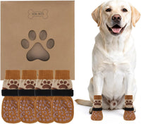 Dog Socks Shoes for Hot Pavement - Khaki+brown / X-Large(4 Pack)