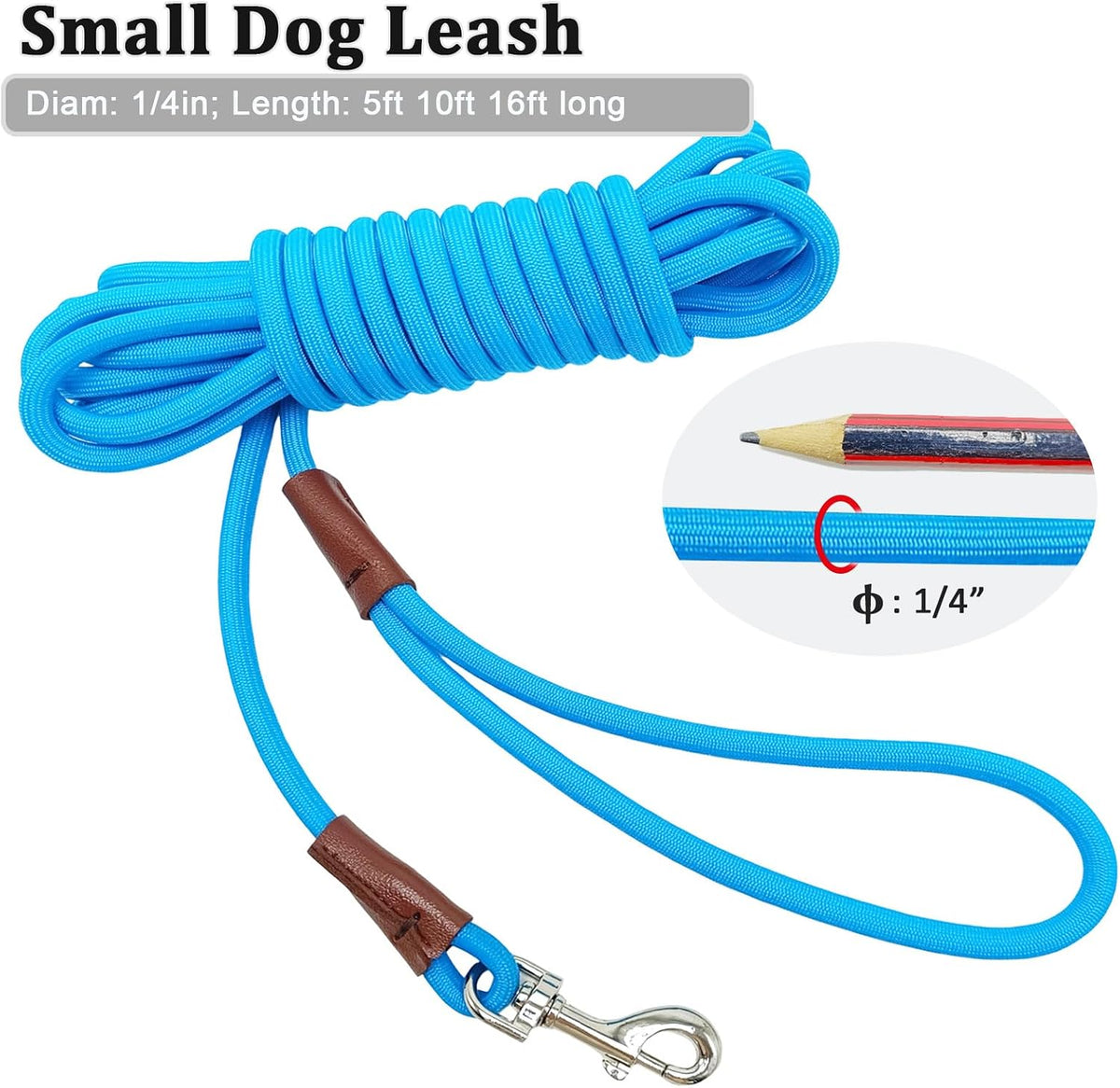 WYuZe 5ft Puppy Leash for Small Dogs Cats - Blue / 10 FT (3~26 lbs) - image 2