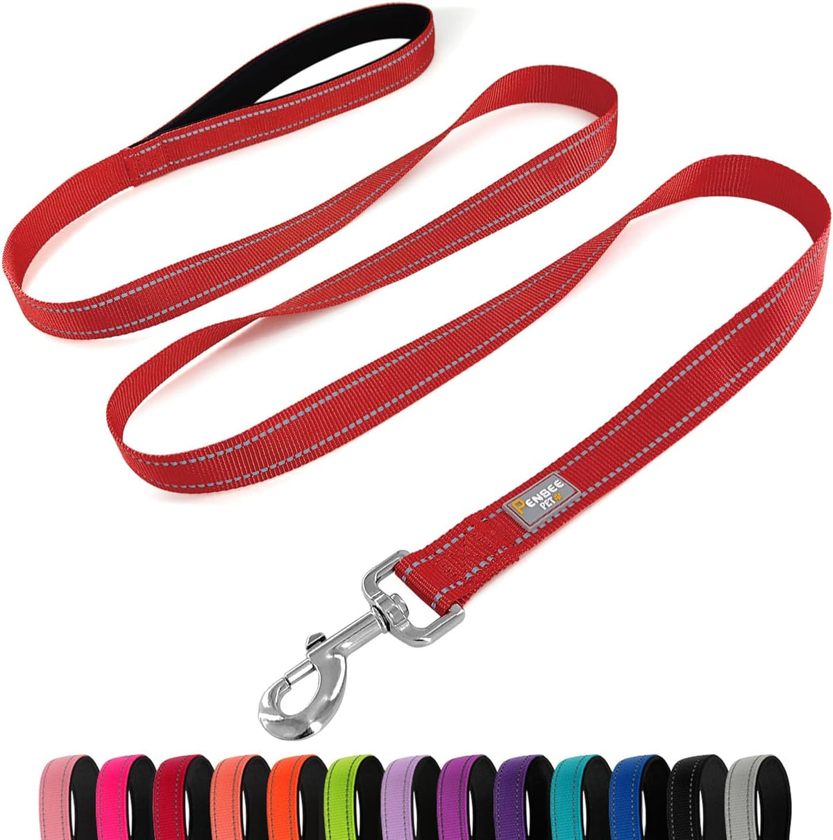 6 FT Basic Dog Leash for Medium Dogs - Refl Red / Medium : 3/4" x 6 FT