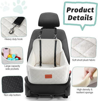 Dog Car Seat for Medium Dogs,Easy to Install with Adjustable Straps,Anti-Slip Bottom,Fully Detachable and Washable,Soft Fabric Fill in Memory Foam,Two Side Pockets(Beige,Medium)