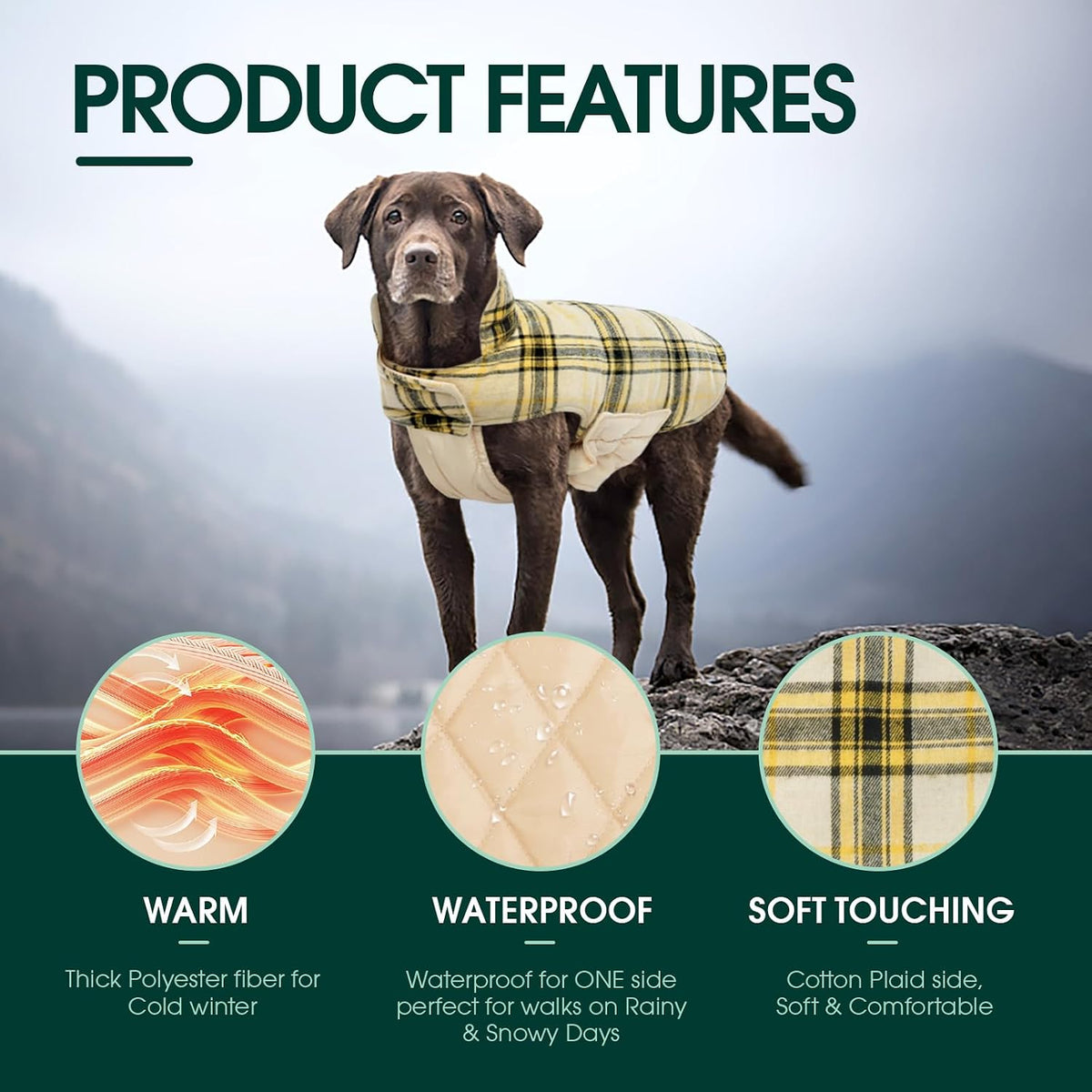 Kuoser Waterproof Dog Coat - Yellow / 2X-Large (Pack of 1) - image 3