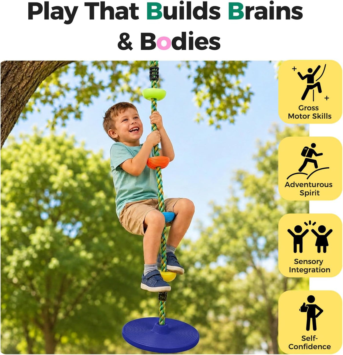 DECORLIFE Tree Swing for Kids - Multicolored-blue - image 3