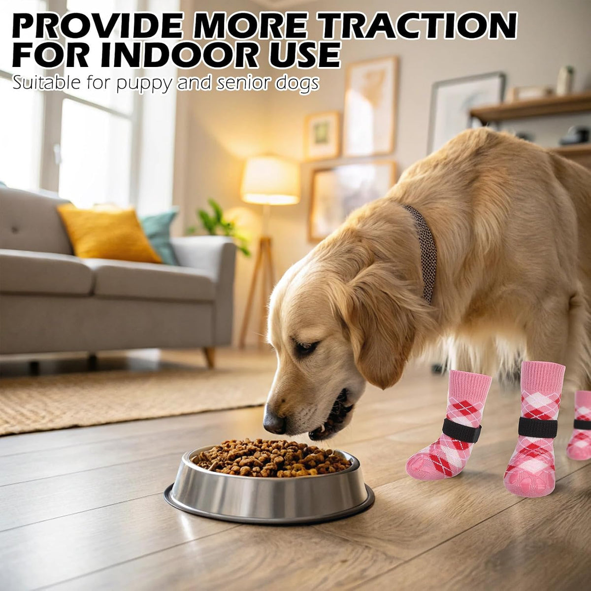 EXPAWLORER Dog Socks to Prevent Licking Paws - Medium / Pink - image 3