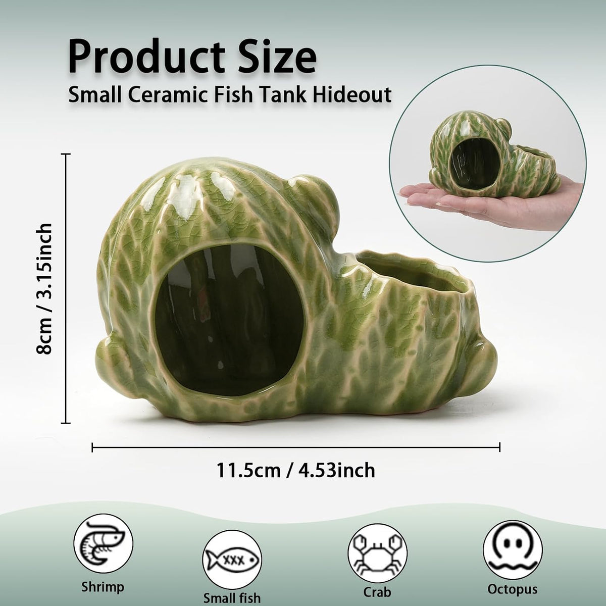 Pink Aquarium Decor Ceramic Cute Strawberry Betta Fish Tank Cave – Essentials for Fish - Cactus-green / Cactus - image 2