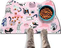 Cat Food Mats for Floor, Dog Pet Water Bowl Feeding Placemats for Food and Water Grey 17.7 * 9.8 - Light Pink / 17.7"L x 9.8"W