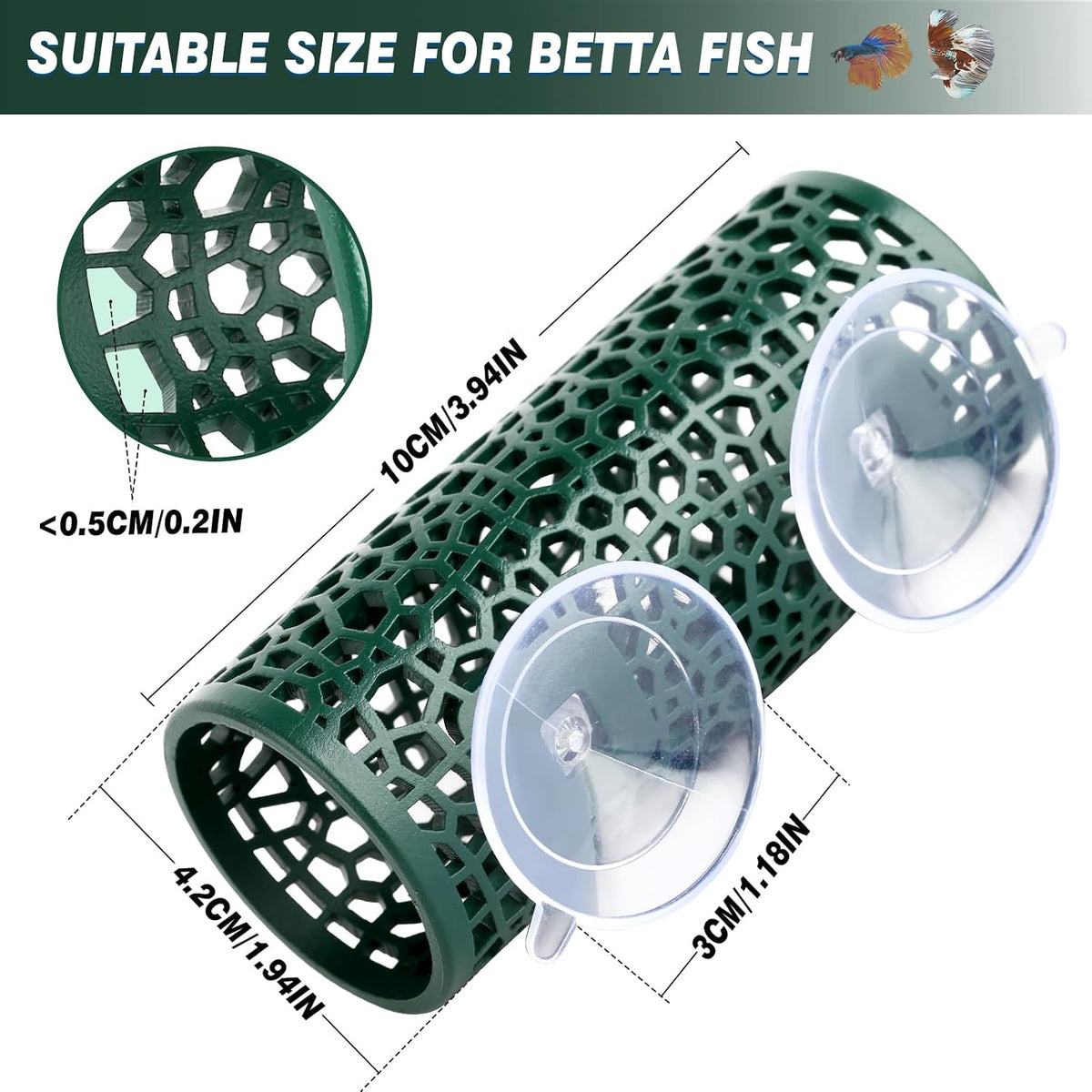 Abizoo Betta Fish Tunnel & Reptile Hide - Dark Green - image 2