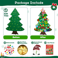 Felt Christmas Tree for Toddlers with Snowflake Light + 32 Ornament - C-gnome - image 2