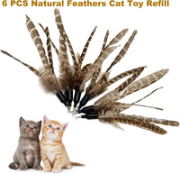 Cat Feather Toys Refills, 6 Pieces Handmade Da Bird Feathers Refill, Cat Wand Replacement Feather - C-6 Pieces Feather Refills - image 2