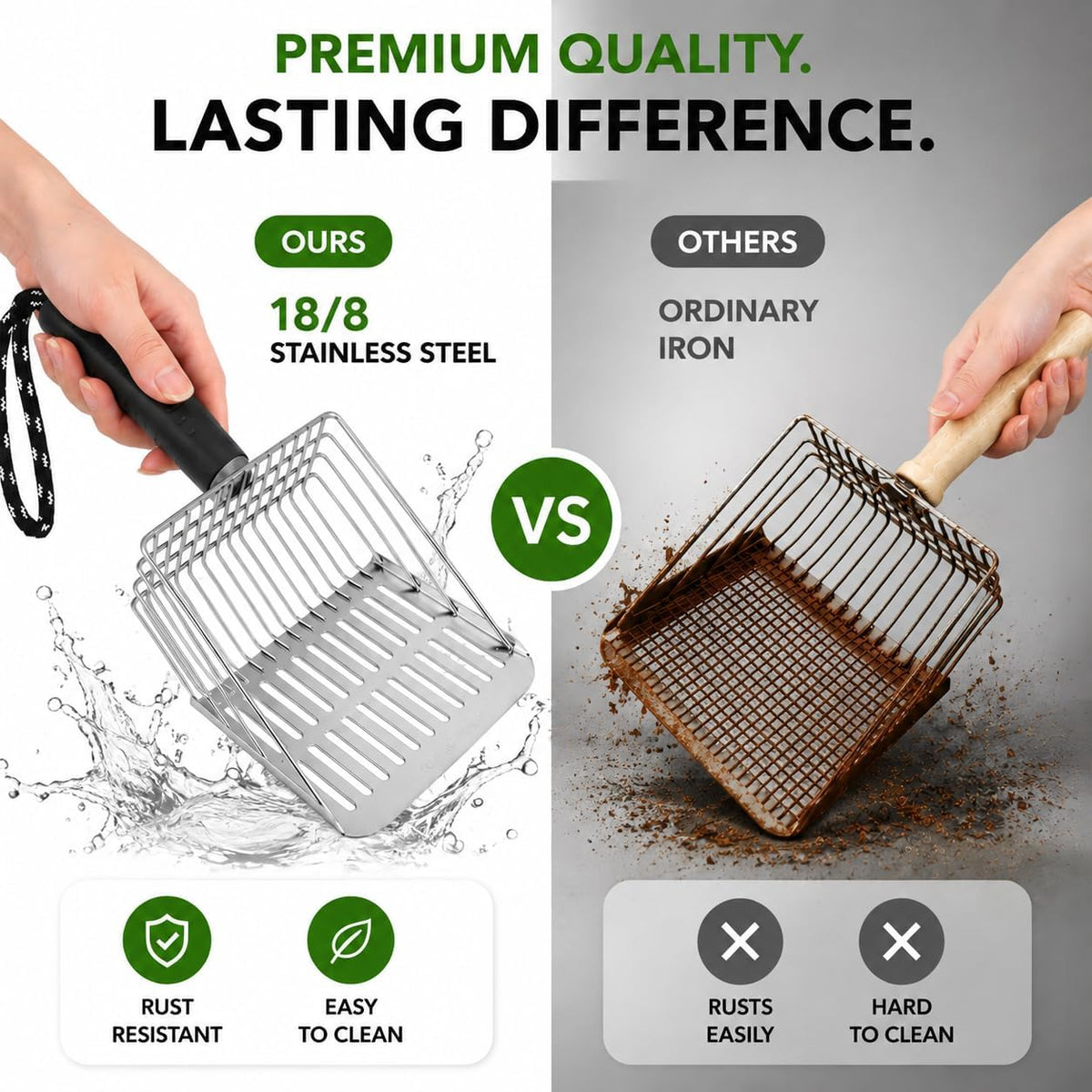[2026 Version] 304 Stainless Steel Cat Litter Scooper with Holder - image 4