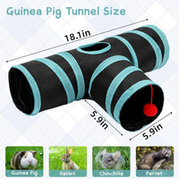 Guinea Pig Tunnel Hideout 3-Way Collapsible Small Pet Tubes - Blue Black - image 3