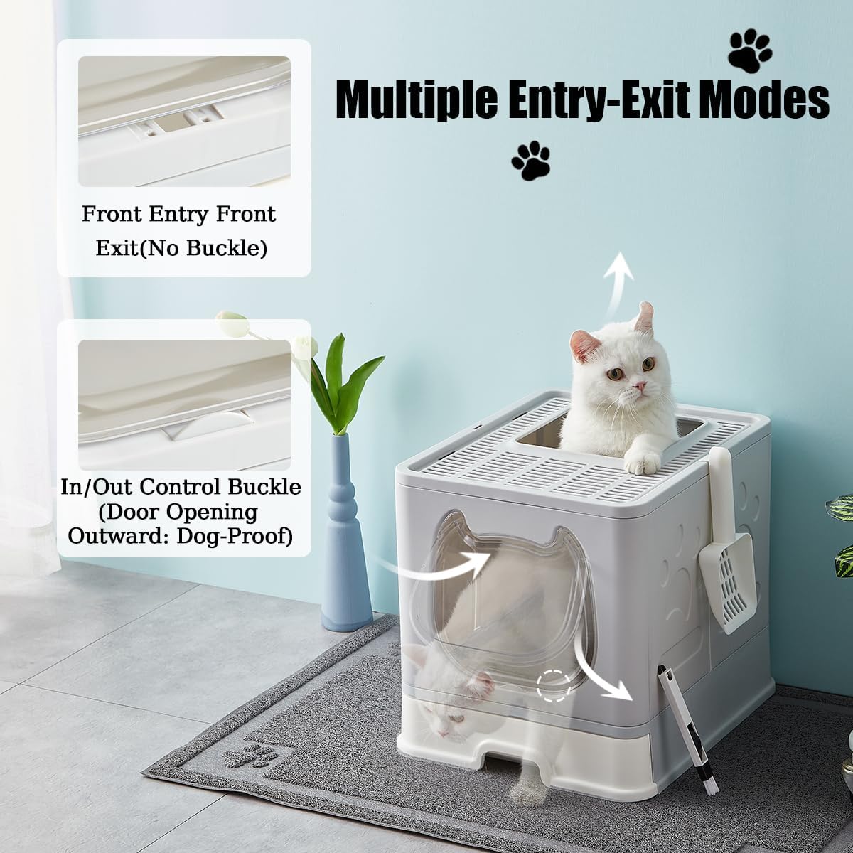 Vealind Covered Litter Box with Lid - image 3