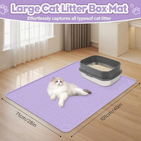 Cat Litter Mat, Extra Large 40" x 28" Silicone Mat Litter Trapping Mat for Scatter Control, Soft on Kitty Paws, Easy to Clean (Purple)