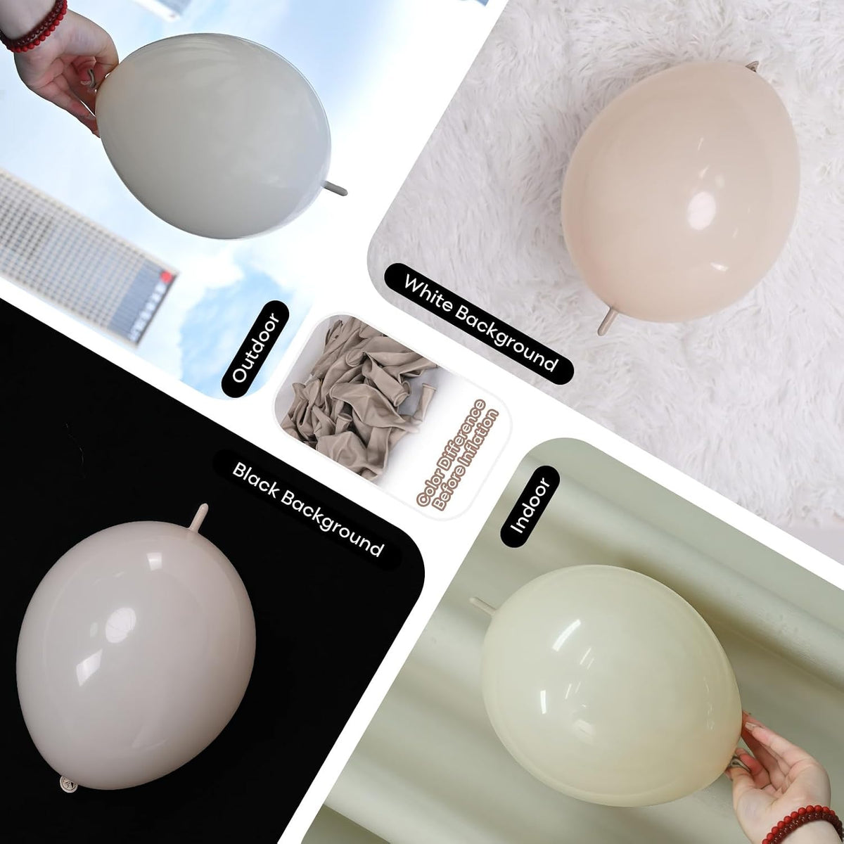 Pearl White Linking Balloons for Wedding Bride Shower Mermaid Party - Sand White / 10 inch - image 3