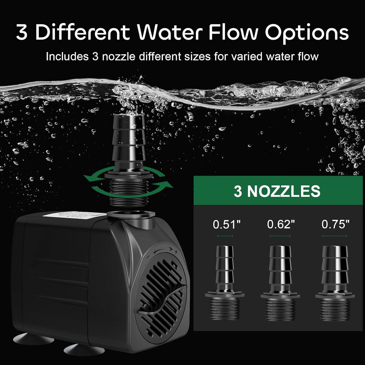 GROWNEER 550GPH Submersible Pump 30W Fountain Aquarium Water Pump – Essentials for Fish - 550 GPH (Pack of 2) - image 3