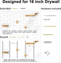 FUKUMARU Cat Wall Shelves, 3 In 1 Cats Walls Furniture Set, Food Station with 2 Steps , Solid Rubber Wood Perch, Suitable for Kitten Play, Nap, Eat, DIY Wall Jungle Gym