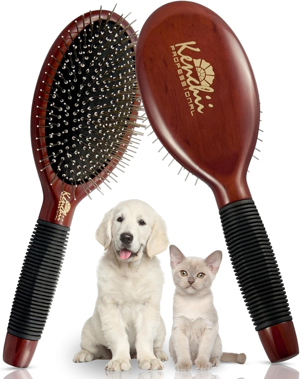Kenchii Pet Grooming Metal Pin Brush for Dogs and Cats - Large