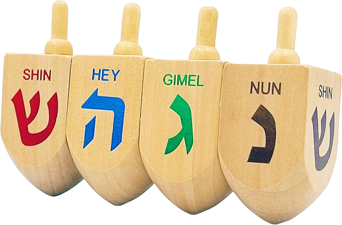 Let's Play Dreidel The Hanukkah Game 2 Extra Large Wood Dreidels - 2-Pack XL Dreidels - image 2