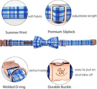 Dog Collar with Bow, Elegant Little Tail Blue Plaid Boy Dog Collar Cute Bow – Essentials for Dogs - Blue Plaid / Medium (Pack of 1) - image 2