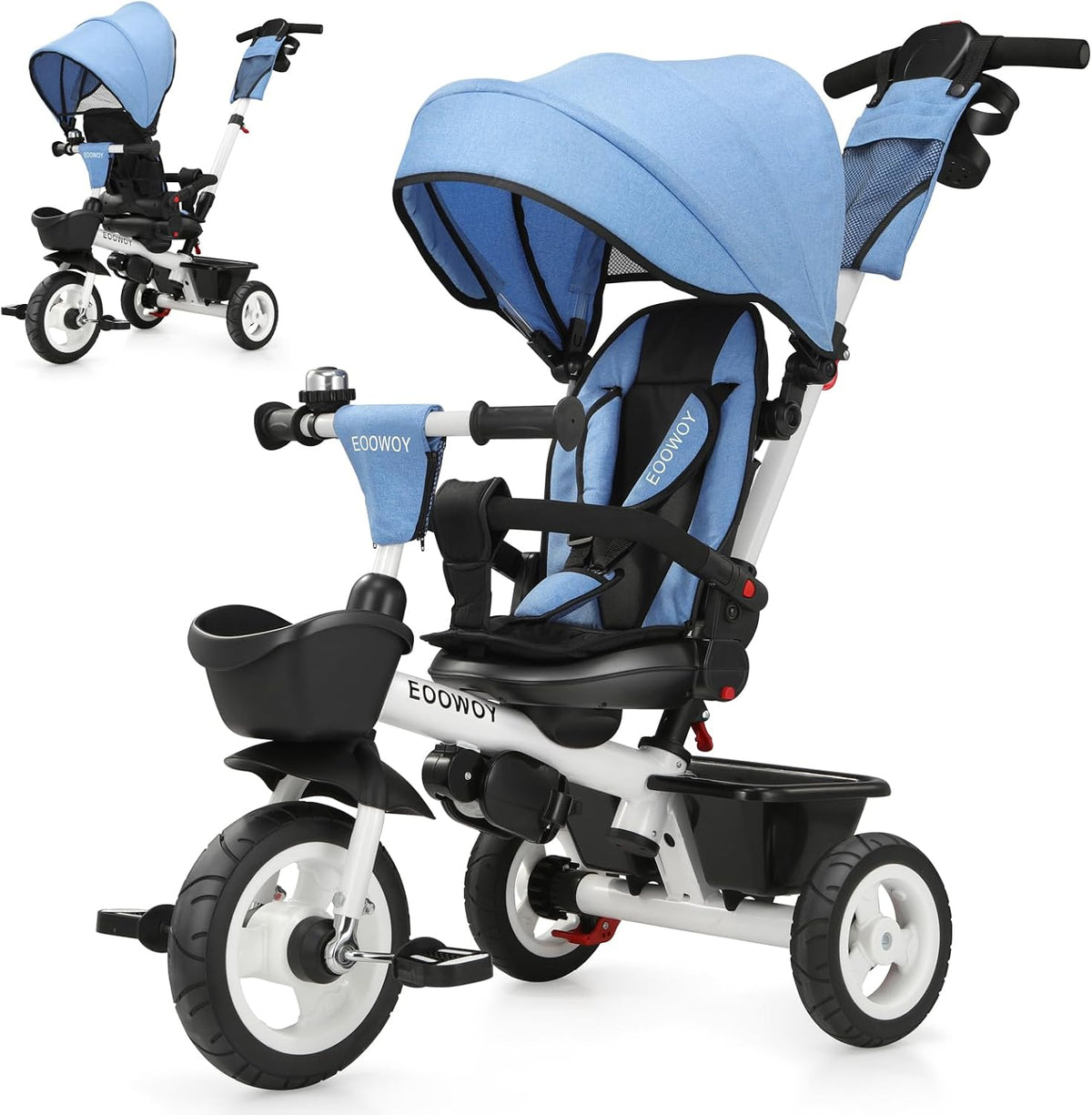 EOOWOY 7 in 1 Toddler Tricycle - Blue