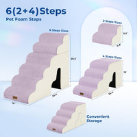 Dog Ramp for Large Dogs with Tunnel, 24" H 5 Steps for High Bed – Essentials for Dogs - 6-Steps Curved / Beige Fleece - image 2