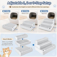 Adjustable Litter Box Step, Cat Ramp for Litter Box, 2 Steps - Light Grey / 3 step - image 3