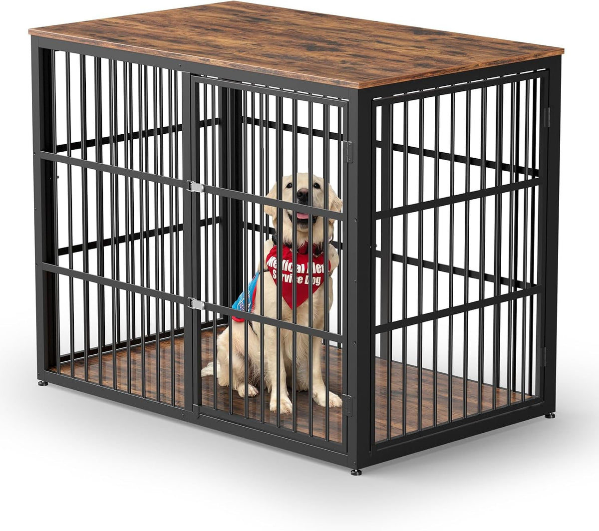 Lyromix 48'' XXL Dog Crate Furniture with 3 Doors for Large Dogs – Essentials for Dogs - Brown / 47.2"L x 29.1"W x 37.6"H
