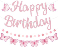 Halloween Birthday Banner - Pink / Butterfly