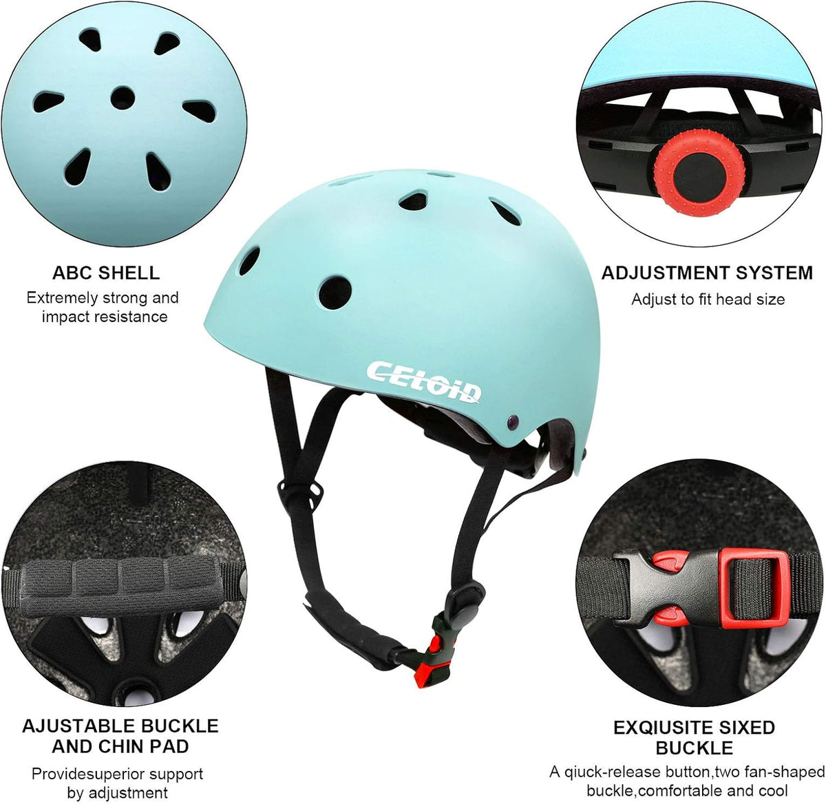 Kids Bike Skateboard Helmet Pad Set - S(18"-20.5"/ 2 -7years) / Light-blue - image 4