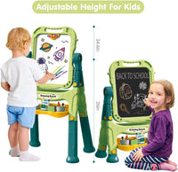Amagoing Easel for Kids, Adjustable Standing Art Easel for Toddler, Double Side White Chalk Board - Grass Green - image 2