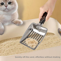 Cat Litter Scoop,Poop Sifting for Litter Box,Aluminum Alloy Sifter,Durable Kitty Metal Scooper with Long Handle Deep Shovel