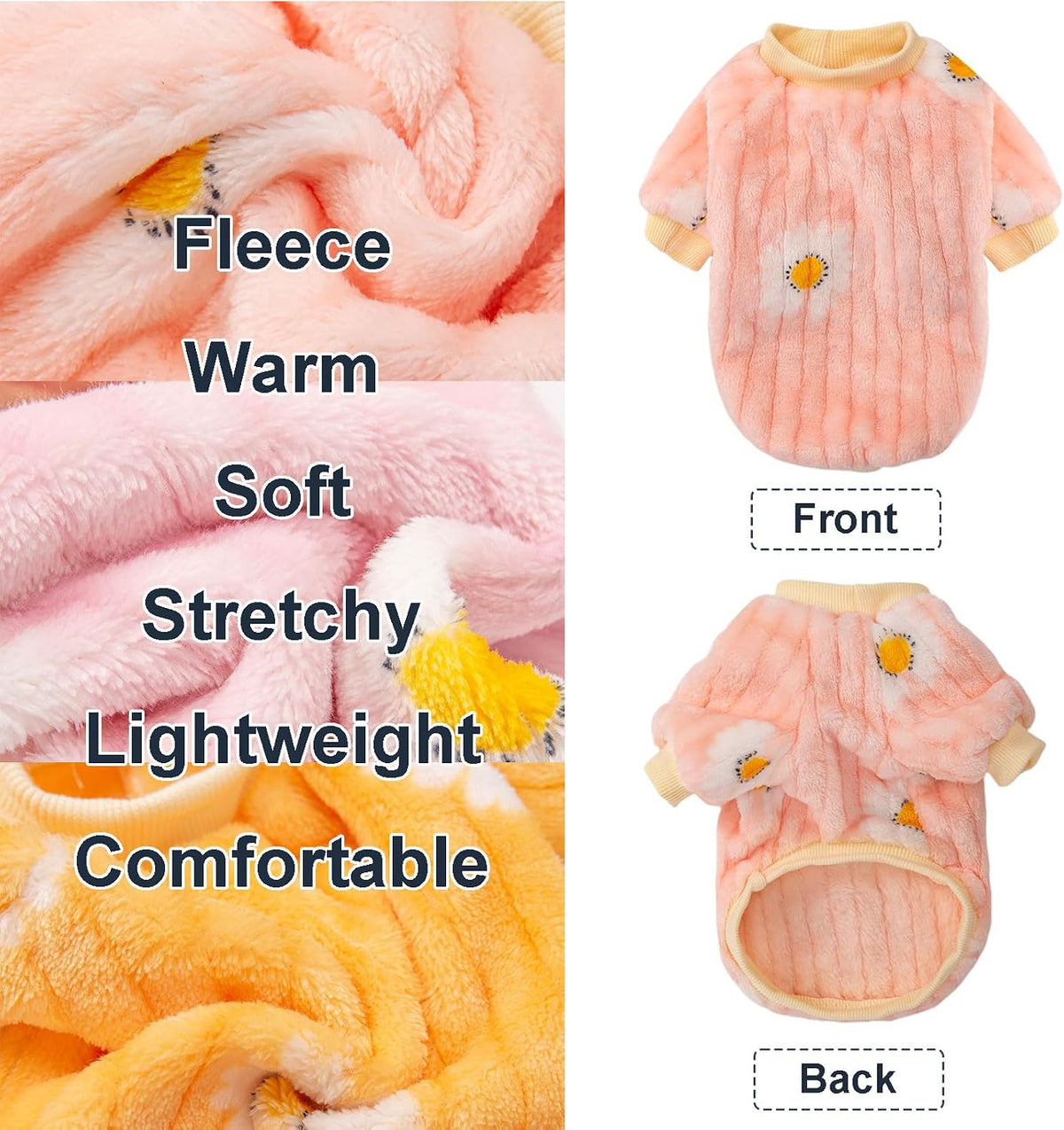 3 Pack Dog Sweaters, Dog Clothes for Small Dogs Girl Boy – Essentials for Dogs - Small / Dy Pink+Dy Purple+Dy Yellow - image 3