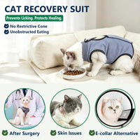 kzrfojy cat surgery recovery suit onesie with elastic neck and limb bands - view 3