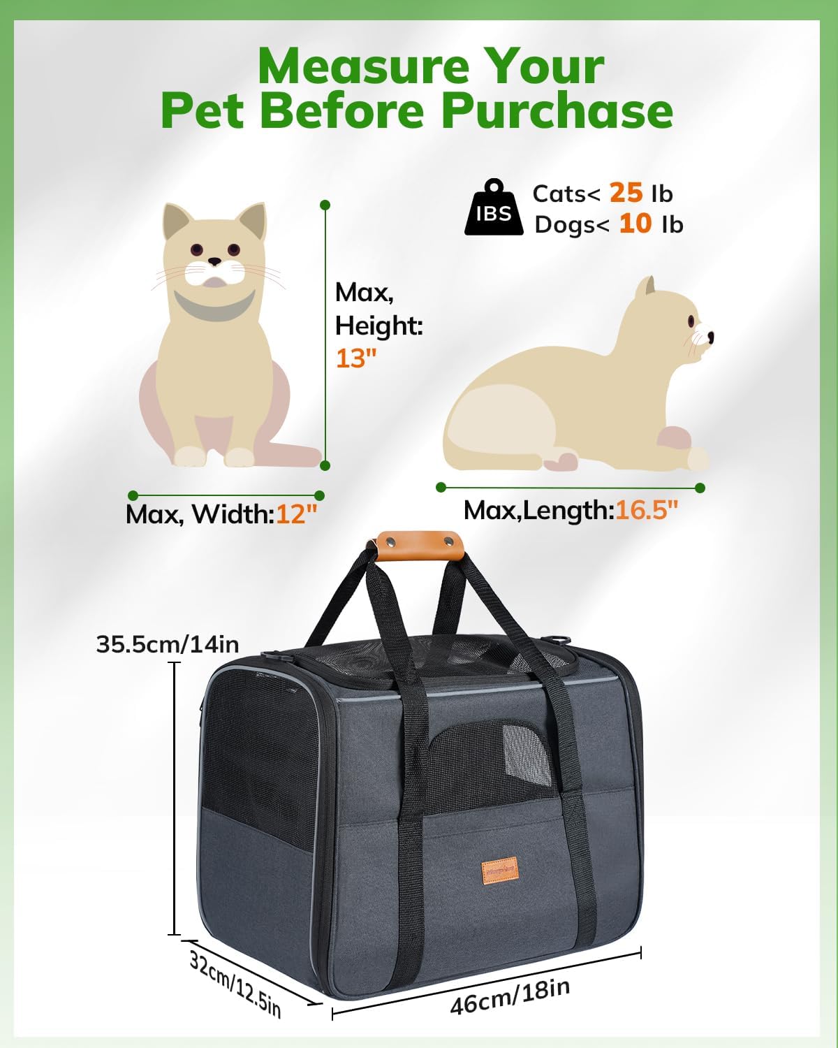 Morpilot Cat Carrier Soft for Large Medium Cats and Puppy up to – Essentials for Dogs - Dark Gray / 18.0"L x 12.5"W x 14.0"H - image 3