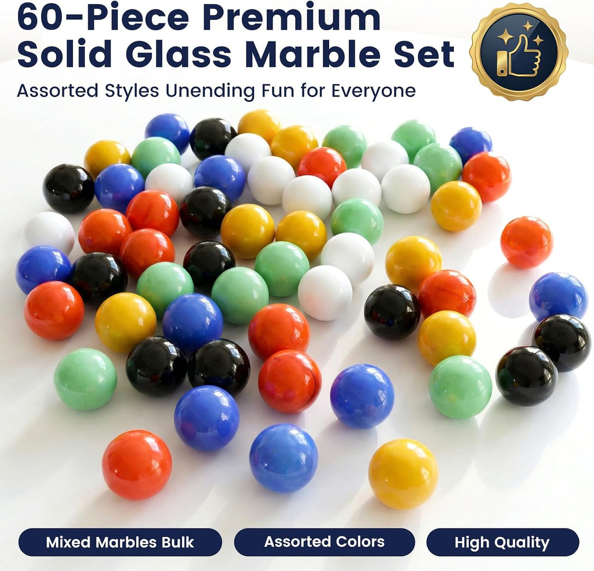 POPLAY 60 glass marbles for Chinese checkers in 6 solid colors - view 2