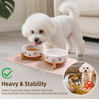 Ceramic Dog Bowls, 3.5 Cups Dog Food and Water Bowl Set for Medium Dogs with Wooden Stand - 1.7 Cups - image 2