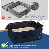 Portable Cat Travel Litter Box with Lid and 10 Pcs Disposable Liner - NAVY - image 4