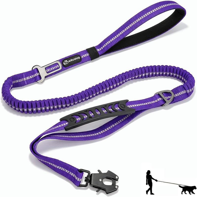 Heavy Duty Tactical Bungee Dog Leash for Large Dogs that Pull – Essentials for Dogs - Purple