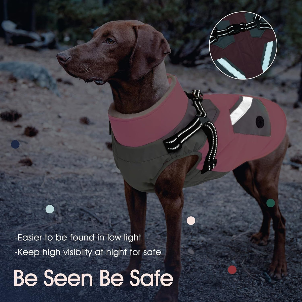 Dog Winter Coat with Harness Built in - XX-Large(Chest:35.4 in) / Pink - image 4