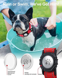 TagME Airtag Dog Collar,Waterproof Reflective Pet Collar with Airtag Holder,Soft Padded and Double D-Rings for Puppy,Red