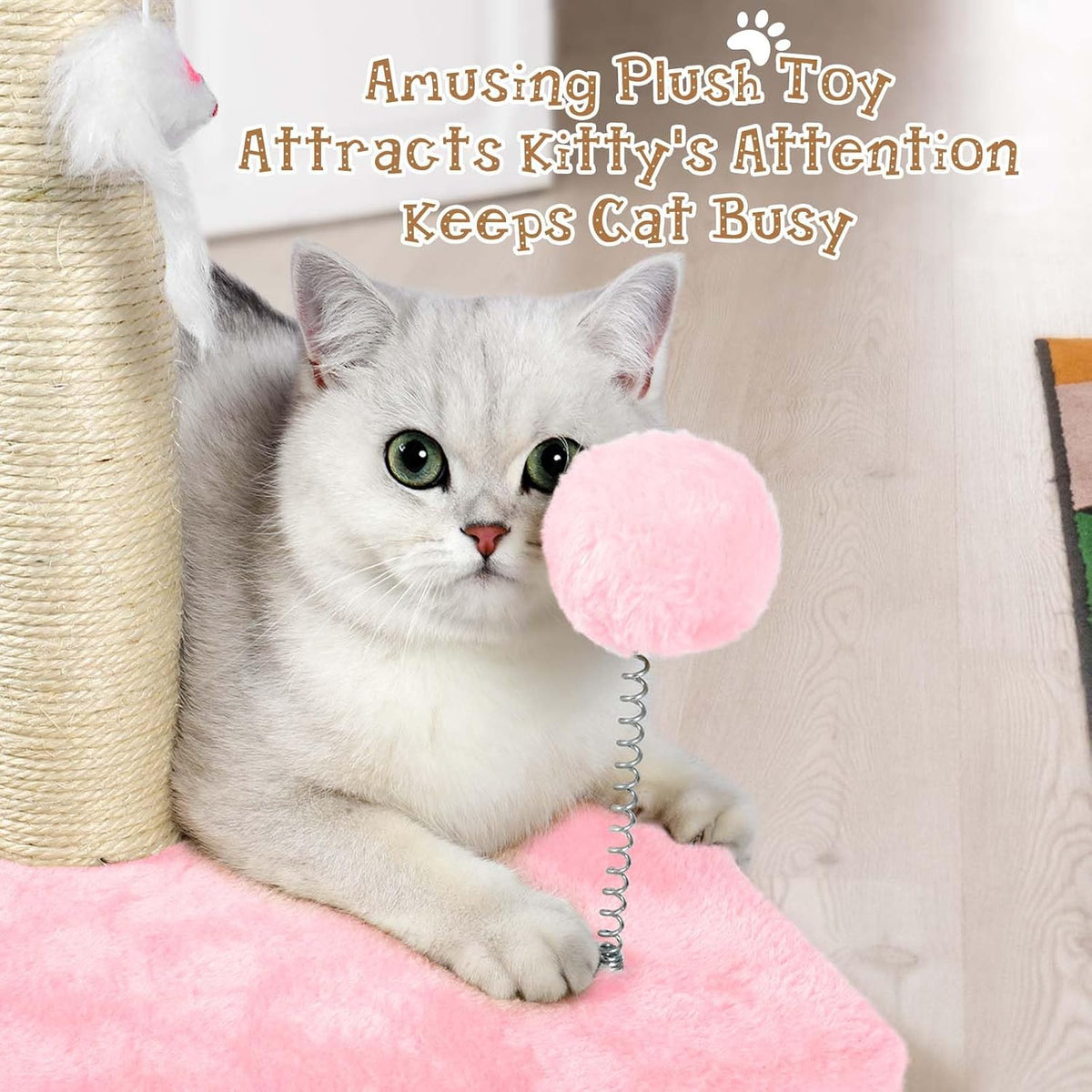 ANWA 32" Tall Sisal Cat Scratching Posts Tree for Indoor Cats Adults - Basic Cat Post Pink - image 3