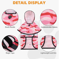 Dog Raincoat Hooded Slicker Poncho with Leash Hole - M:15-20lbs / Pink Camo - image 3