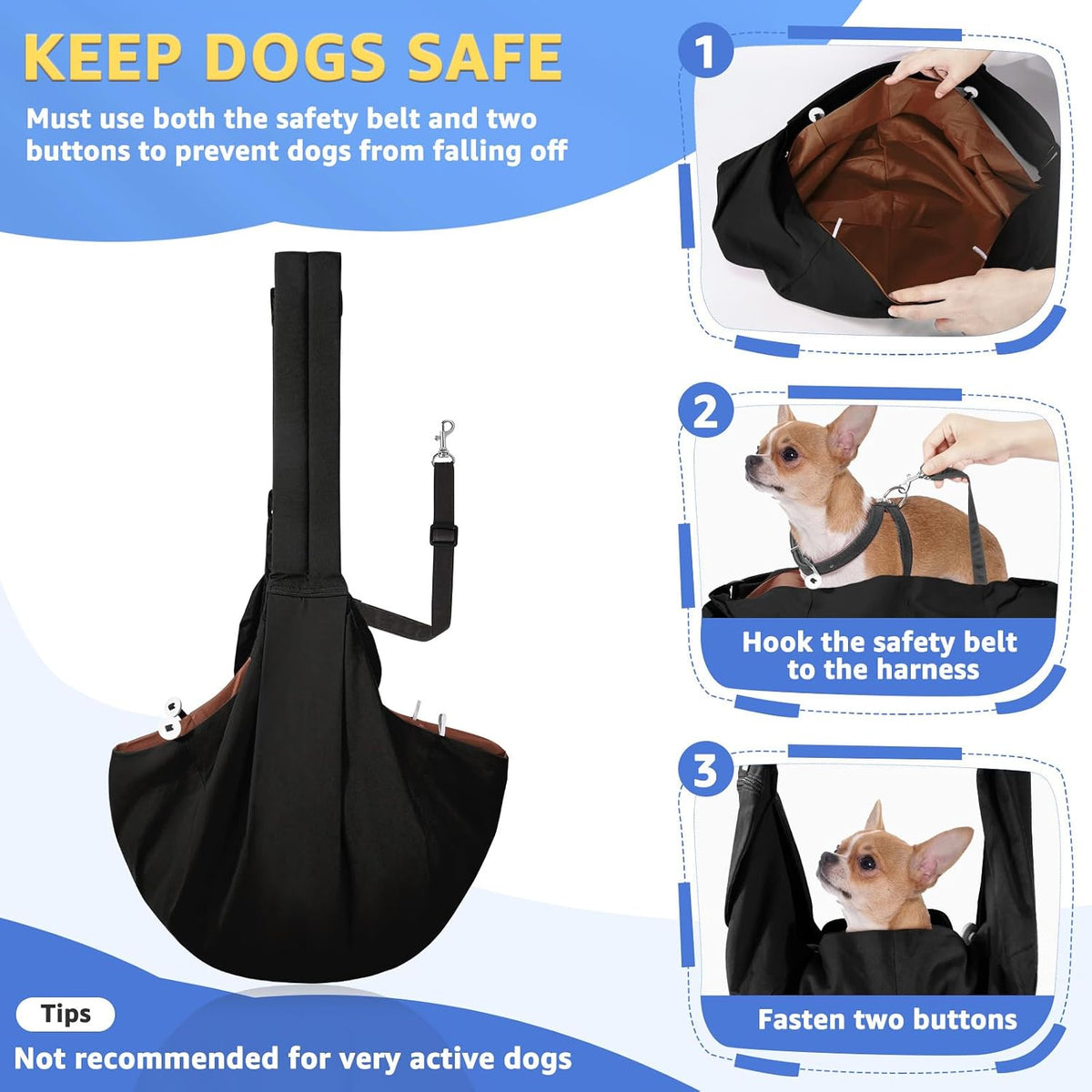 SlowTon Dog Carrier Sling - C-Black Water-Resistant / For Pets 12-16lbs - image 4