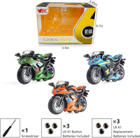 Toy Motorcycle, Pull Back Toy Car with Sound and Light Toy - Blue - image 3