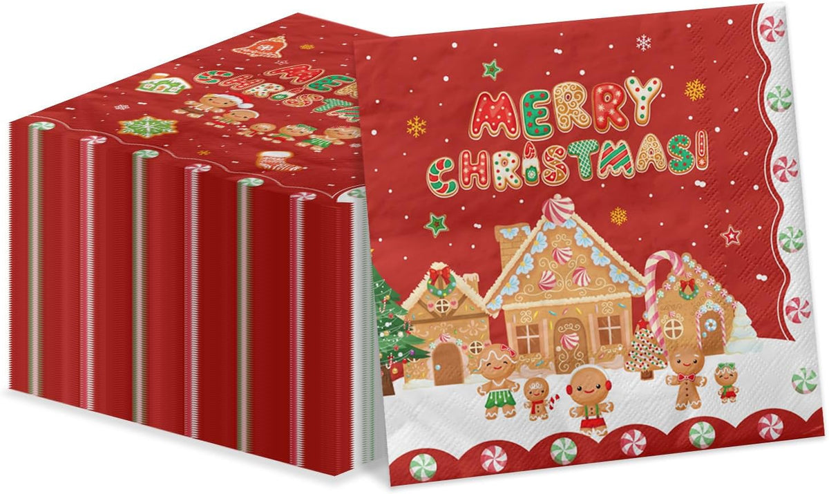 100Pcs Butterfly Napkins, Fairy Napkin - Christmas Gingerbread