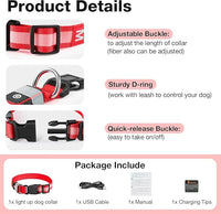 PcEoTllar Light up Dog Collar for Night Walking - LED Dog Collar Light Rechargeable Color Changing, Glow in The Dark Dog Collars Waterproof Glowing Dog Collars for Large Small Medium Dogs