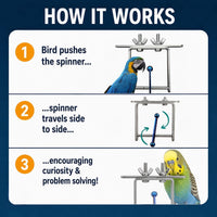 Bird Toys for Large Birds Stainless Steel Bird Toy with Traveling - Spinner - image 3