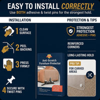 Cat Scratch Furniture Protector - 18 XL Shields + Twist Pins - image 3