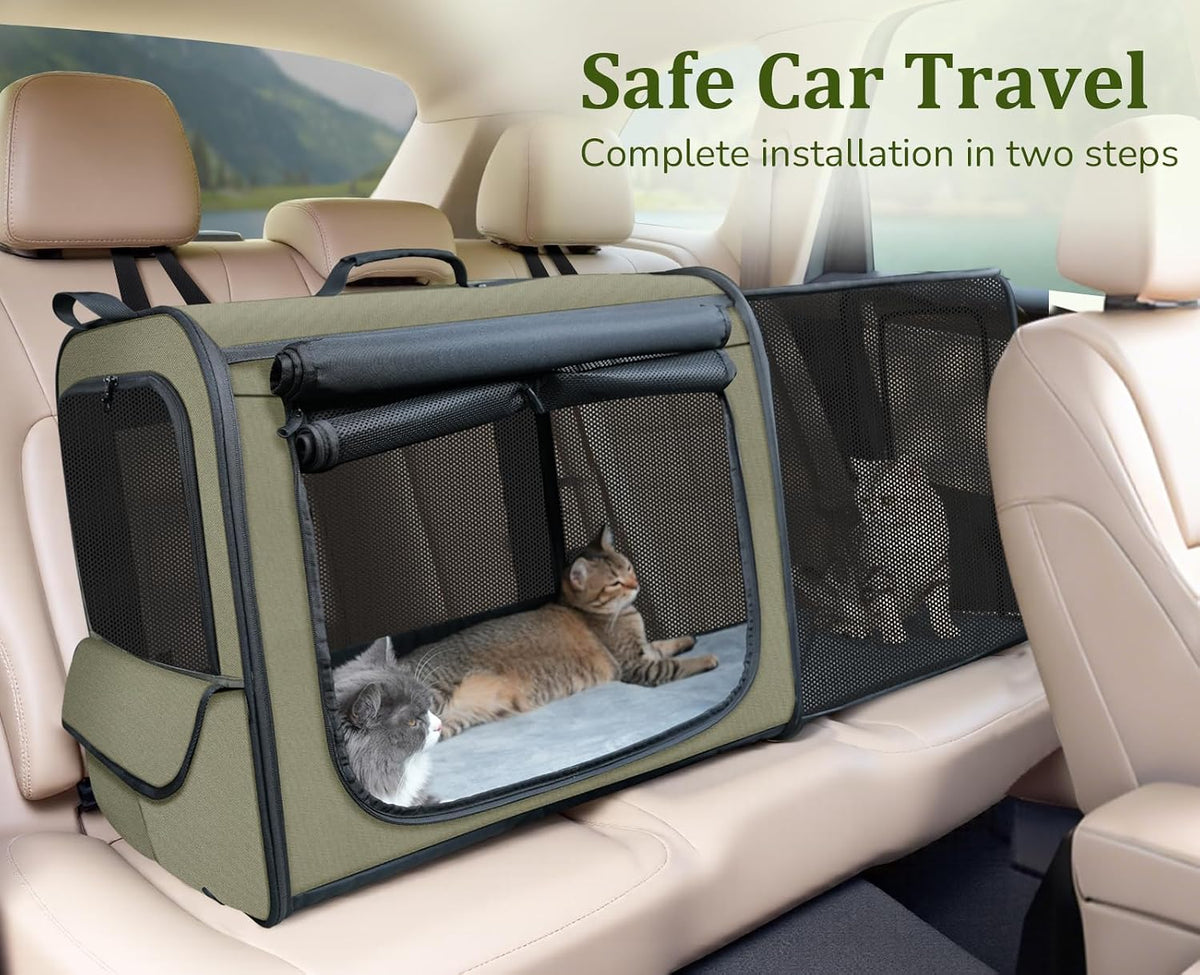 Dog Car Carrier Light Weight 24×17.7×20.5in - Green(Expandable) / 24.0"L x 17.7"W x 20.5"H - image 4